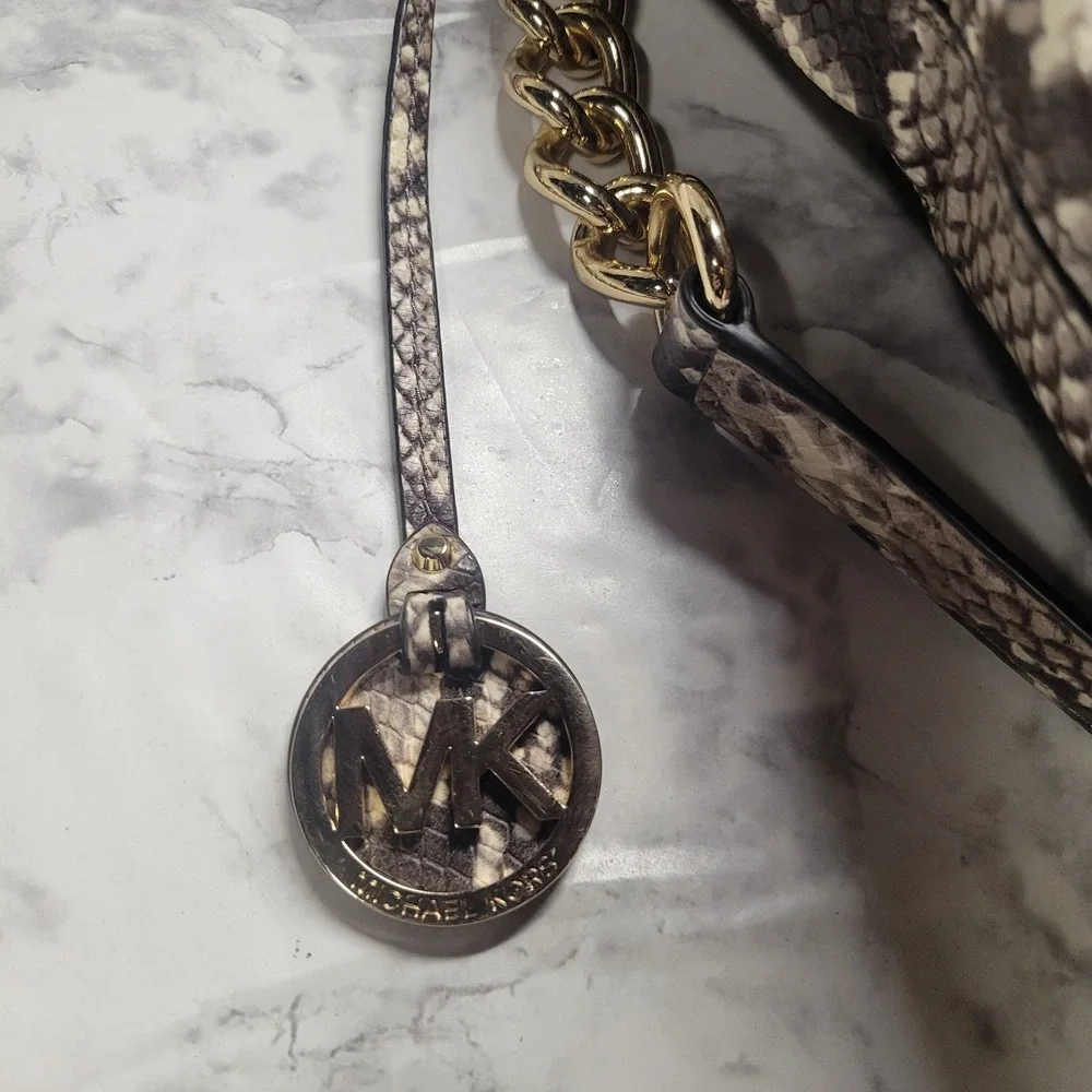 Michael Kors Gold Studded Large Hobo with Shoulder Strap Snake Skin‎ Print